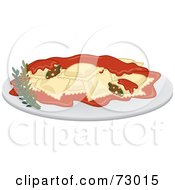 Poster, Art Print Of Royalty-Free Rf Clipart Illustration Of A Dinner Plate Of Ravioli