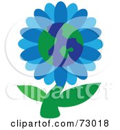 Royalty Free RF Clip Art Illustration Of A Blue Globe Flower On A Green Stem