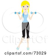 Healthy Young Blond Woman Lifting Weights