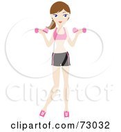 Healthy Young Brunette Woman Lifting Weights