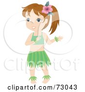 Cute Little Girl In A Green Hula Skirt