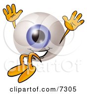Clipart Picture Of An Eyeball Mascot Cartoon Character Jumping