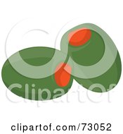 Royalty Free RF Clipart Illustration Of Two Green Olives Stuffed With Pimento by Rosie Piter