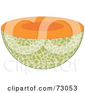 Royalty Free RF Clipart Illustration Of A Perfectly Halved Cantaloupe by Rosie Piter