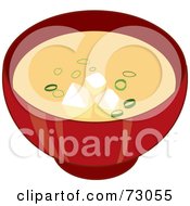 Royalty Free RF Clipart Illustration Of A Red Bowl Of Miso Soup by Rosie Piter