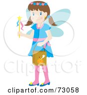 Poster, Art Print Of Little Girl In A Blue Fairy Costume Smiling And Trick Or Treating