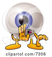 Eyeball Mascot Cartoon Character Whispering And Gossiping