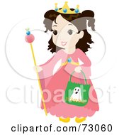 Poster, Art Print Of Little Girl In A Princess Costume Smiling And Trick Or Treating