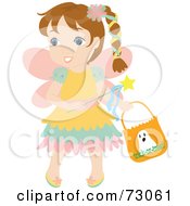 Poster, Art Print Of Little Girl In A Fairy Costume Smiling And Trick Or Treating