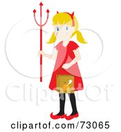 Poster, Art Print Of Little Girl In A Devil Costume Smiling And Trick Or Treating