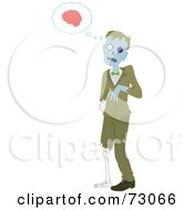 Poster, Art Print Of Creepy Male Zombie Walking And Thinking Of Brains
