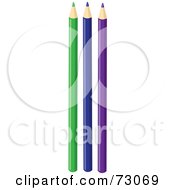 Green Blue And Purple Colored Pencils