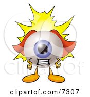 Poster, Art Print Of Eyeball Mascot Cartoon Character Dressed As A Super Hero