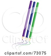 Royalty Free RF Clipart Illustration Of Drawing Purple Blue And Green Colored Pencils