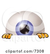 Clipart Picture Of An Eyeball Mascot Cartoon Character Peeking Over A Surface by Toons4Biz