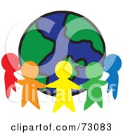 Poster, Art Print Of Circle Of Colorful People Cutouts Around A Globe