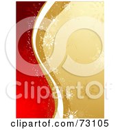 Poster, Art Print Of Waves Of Gold And White With Snowflakes Dividing A Background Of Red And Gold