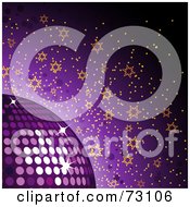 Purple Background With A Sparkly Disco Ball And Orange Stars