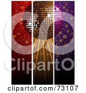 Poster, Art Print Of Triple Split Red Gold And Purple Disco Ball Background With Stars