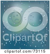 Royalty Free RF Clipart Illustration Of A Sad Face On A Wet Window by elaineitalia