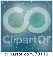 Royalty Free RF Clipart Illustration Of Wet Water Drops On A Blue Window by elaineitalia