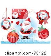 Poster, Art Print Of Digital Collage Of Santa With Retail Stickers And Sale Icons