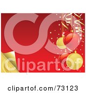 Poster, Art Print Of Red And Gold Christmas Ornament Background With A Turning Corner