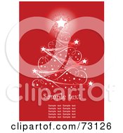 Poster, Art Print Of Sparkly Christmas Tree With A Bright Star Over Red With Sample Text For Visual Purposes