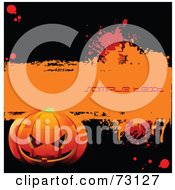 Royalty Free RF Clipart Illustration Of A Grungy Black And Orange Halloween Pumpkin Background With Sample Text For Visual Purposes