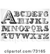 Royalty Free RF Clipart Illustration Of A Digital Collage Of Black And White Circus Styled Letters A Through Z