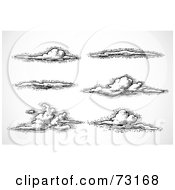 Royalty Free RF Clipart Illustration Of A Digital Collage Of Black And White Cloud Designs