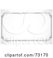 Royalty Free RF Clipart Illustration Of A Black And White Thin Border Frame With Swirly Corners Version 1