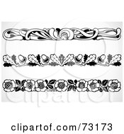 Poster, Art Print Of Digital Collage Of Black And White Floral Border Design Elements - Version 6