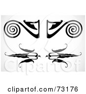 Royalty Free RF Clipart Illustration Of A Digital Collage Of Black And White Border Elements With Swirls And Leaves