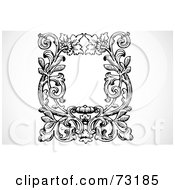 Royalty Free RF Clipart Illustration Of A Black And White Floral Border Or Frame Version 1 by BestVector