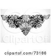 Royalty Free RF Clipart Illustration Of An Orante Black And White Oak Leaf And Acorn Design Element