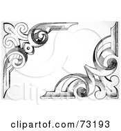 Poster, Art Print Of Digital Collage Of Two Black And White Wooden Floral Corner Borders - Version 2
