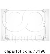 Royalty Free RF Clipart Illustration Of A Black And White Thin Border Frame With Swirly Corners Version 4