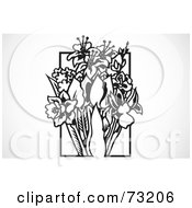 Royalty Free RF Clipart Illustration Of A Black And White Floral Bouquet Design Element