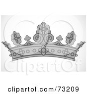 Royalty Free RF Clipart Illustration Of A Gray Crown With Swirls And Designs