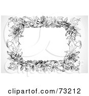 Royalty Free RF Clipart Illustration Of A Black And White Floral Border Or Frame Version 2