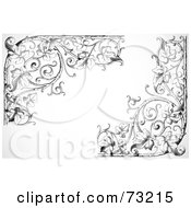 Poster, Art Print Of Digital Collage Of Black And White Ornate Leafy Floral Corner Borders