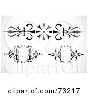 Digital Collage Of Black And White Floral Wrought Iron Design Elements