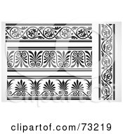 Poster, Art Print Of Digital Collage Of Black And White Floral Border Design Elements - Version 2