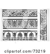 Royalty Free RF Clipart Illustration Of A Digital Collage Of Black And White Floral Border Design Elements Version 2