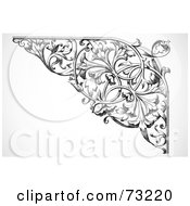 Poster, Art Print Of Black And White Intricate Floral Corner Border - Version 1
