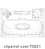 Royalty Free RF Clipart Illustration Of A Digital Collage Of Black And White Blank Swirly Text Boxes And Frames Version 1