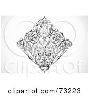 Royalty Free RF Clipart Illustration Of A Black And White Vintage Floral Diamond Element
