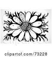 Royalty Free RF Clipart Illustration Of A Fully Bloomed Black And White Daisy Flower