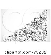 Royalty Free RF Clipart Illustration Of A Black And White Intricate Floral Corner Border Version 3